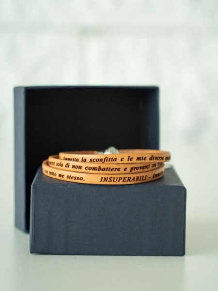 BRACCIALETTI ALL SEASONS - PELLE MOTTO - MARRONE CHIARO UNISEX